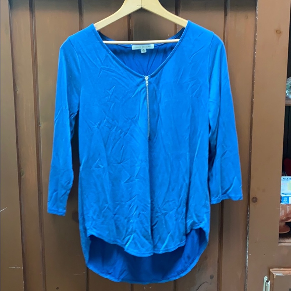 Blue top with zipper detail